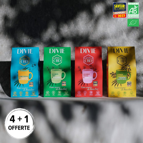 Offre 4 +1 thé infusion chanvre DIVIE offerte