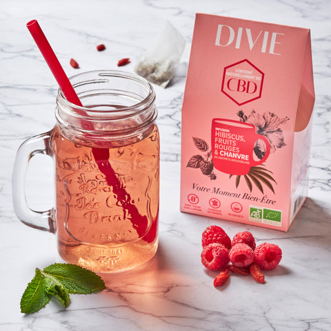 Thé infusion chanvre hibiscus fruits rouges DIVIE