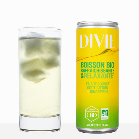 Boisson rafraîchissante et relaxante CBD goût citron DIVIE