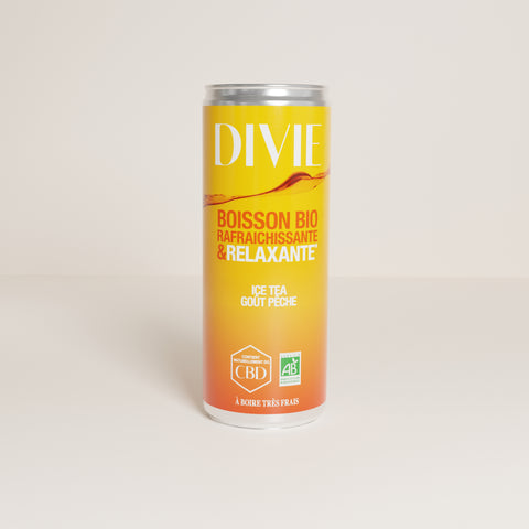 Boisson rafraîchissante et relaxante CBD goût ice tea DIVIE