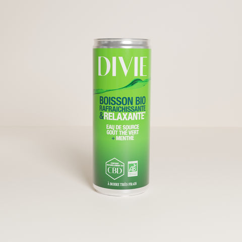 Boisson rafraîchissante et relaxante CBD goût thé vert DIVIE